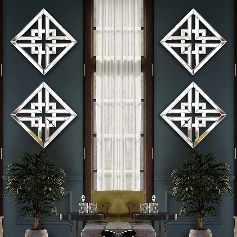 QMDECOR Decor Mirror Size 12x12 inches Square Mirrored Silver Wall Decorative Mirror with Beveled Edge Modern Fashionable Wall-Mounted Mirrors - Image 2
